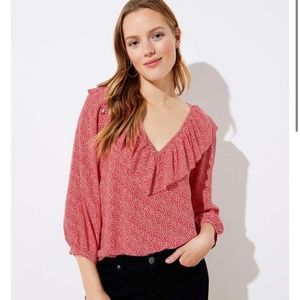 LOFT Heart Ruffle Hem Blouse